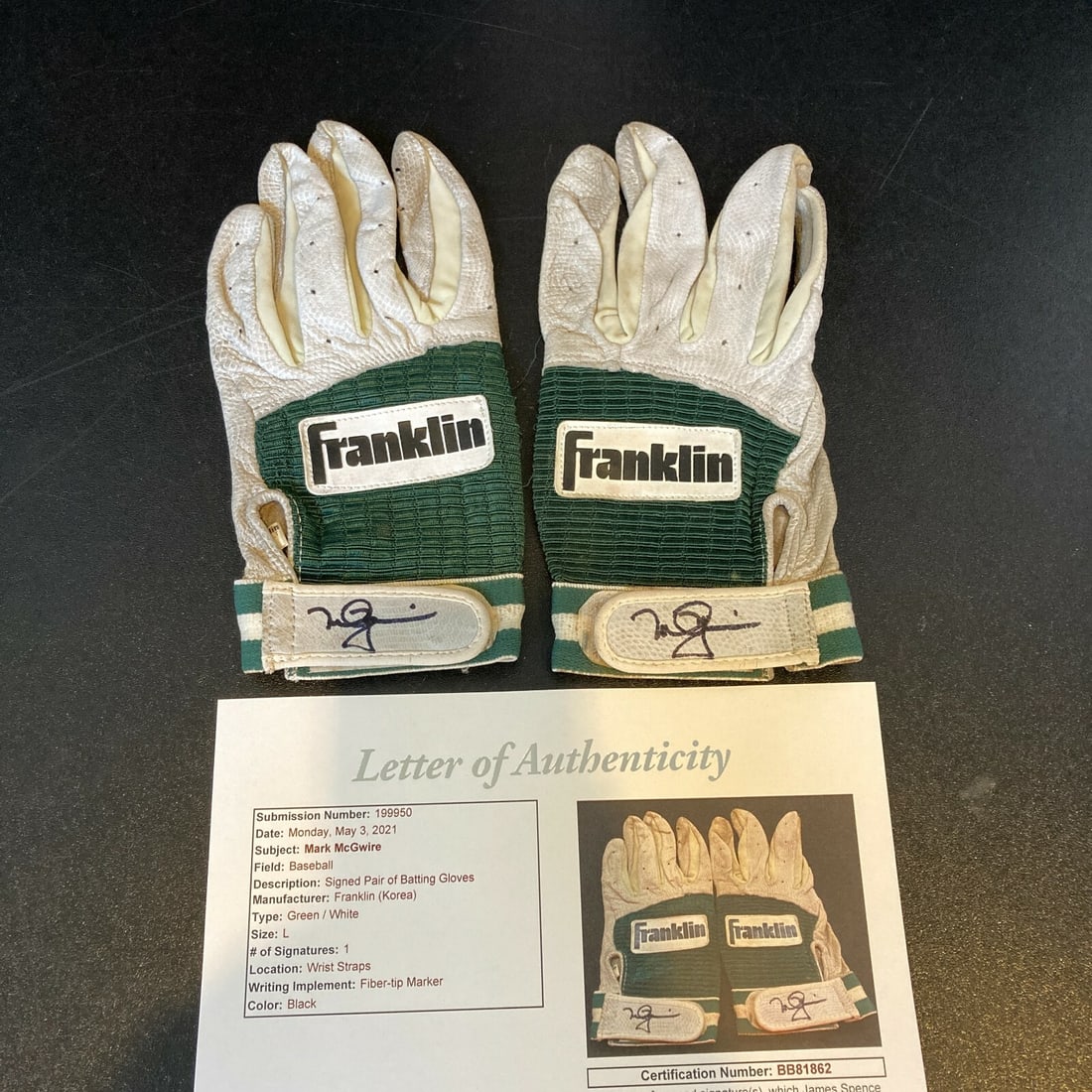 Mark McGwire Signed 1980's Game Used Batting Gloves JSA COA (1 of 7)