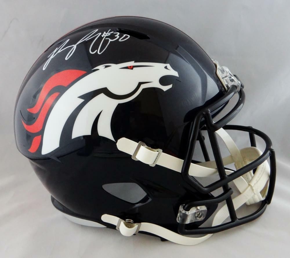 Phillip Lindsay Signed Denver Broncos Full Size Speed Helmet JSA Auth (1 of 6)