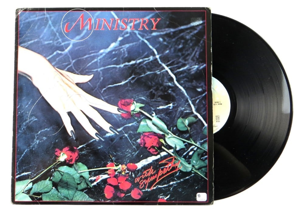 Al Jourgensen Stephen George Dual Signed Record Album Ministry Beckett Authenticated: Al Jourgensen Stephen George Dual Signed Record Album Ministry Beckett Authenticated This original record album features the rare dual autographs of Al Jourgensen and Stephen George. The item comes wi