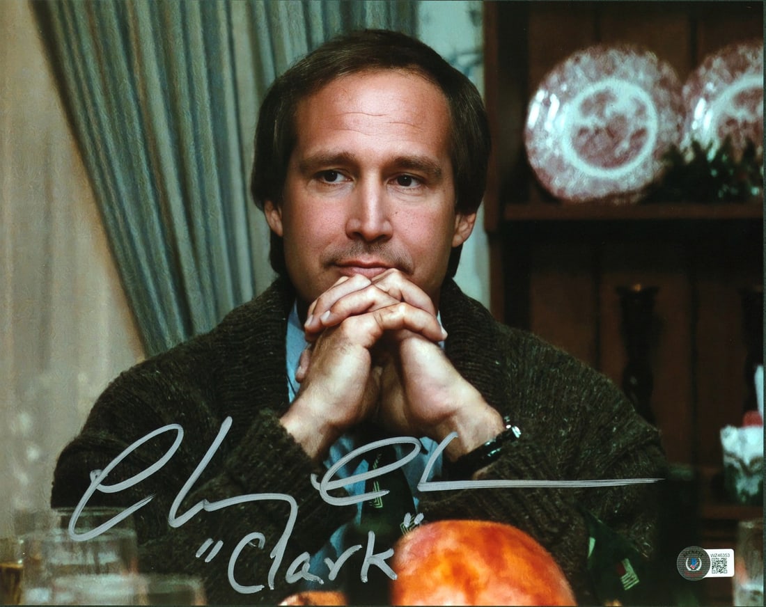 Chevy Chase Signed 11x14 Clark Photo National Lampoon Christmas Vacation BAS Witness: Chevy Chase Signed 11x14 Clark Photo National Lampoon Christmas Vacation BAS Witness Celebrate the holiday season with this iconic autographed 11x14 photograph of Chevy Chase as "Clark" from the class
