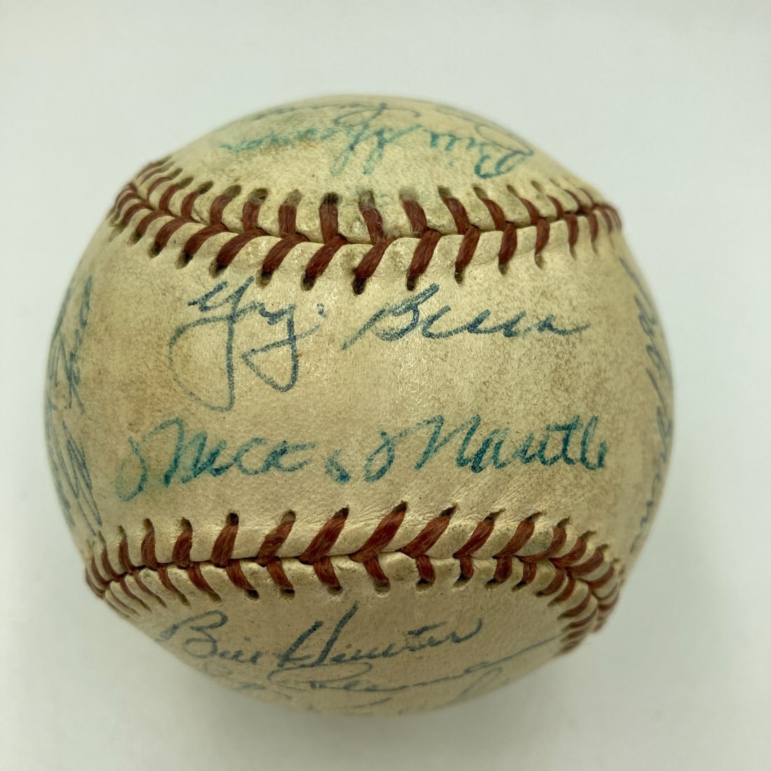 1956 Yankees Team Signed Baseball with Mickey Mantle PSA DNA COA (1 of 11)