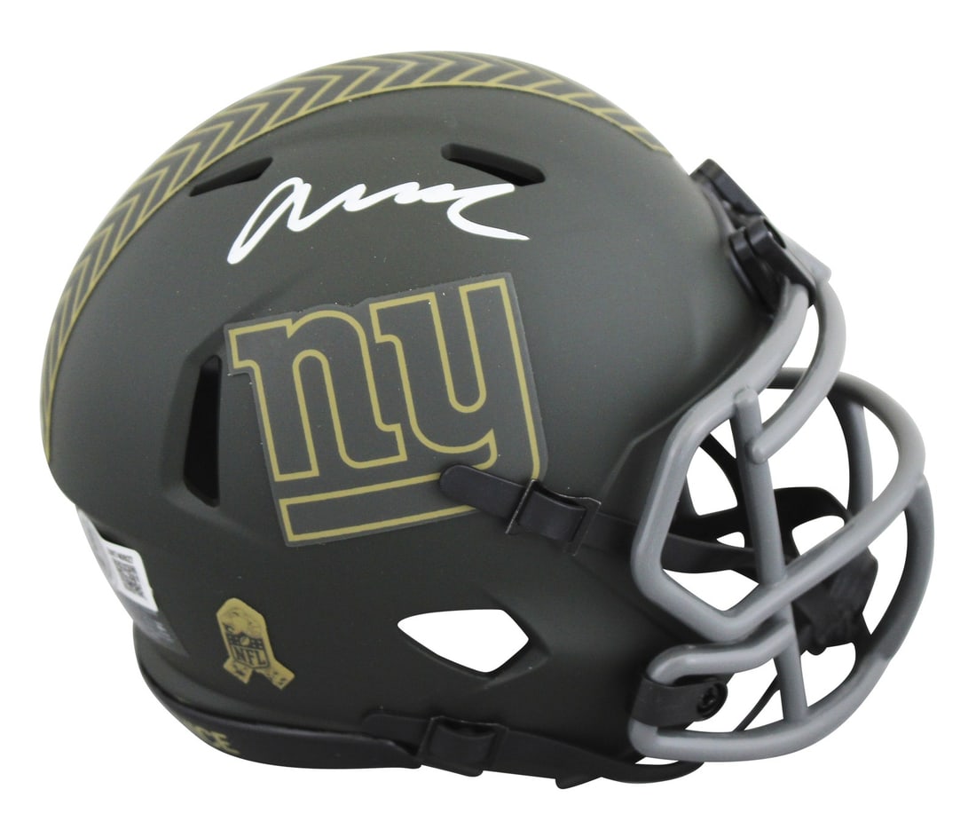 Abdul Carter Signed New York Giants Salute To Service Mini Helmet BAS Witnessed: Abdul Carter Signed New York Giants Salute To Service Mini Helmet BAS Witnessed Celebrate the legacy of Abdul Carter with this autographed New York Giants Salute To Service IV Speed Mini Helmet. Perso