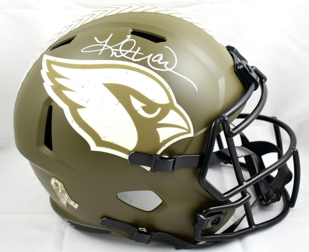 Kurt Warner Signed Arizona Cardinals Salute to Service Helmet Beckett Authenticated (1 of 10)