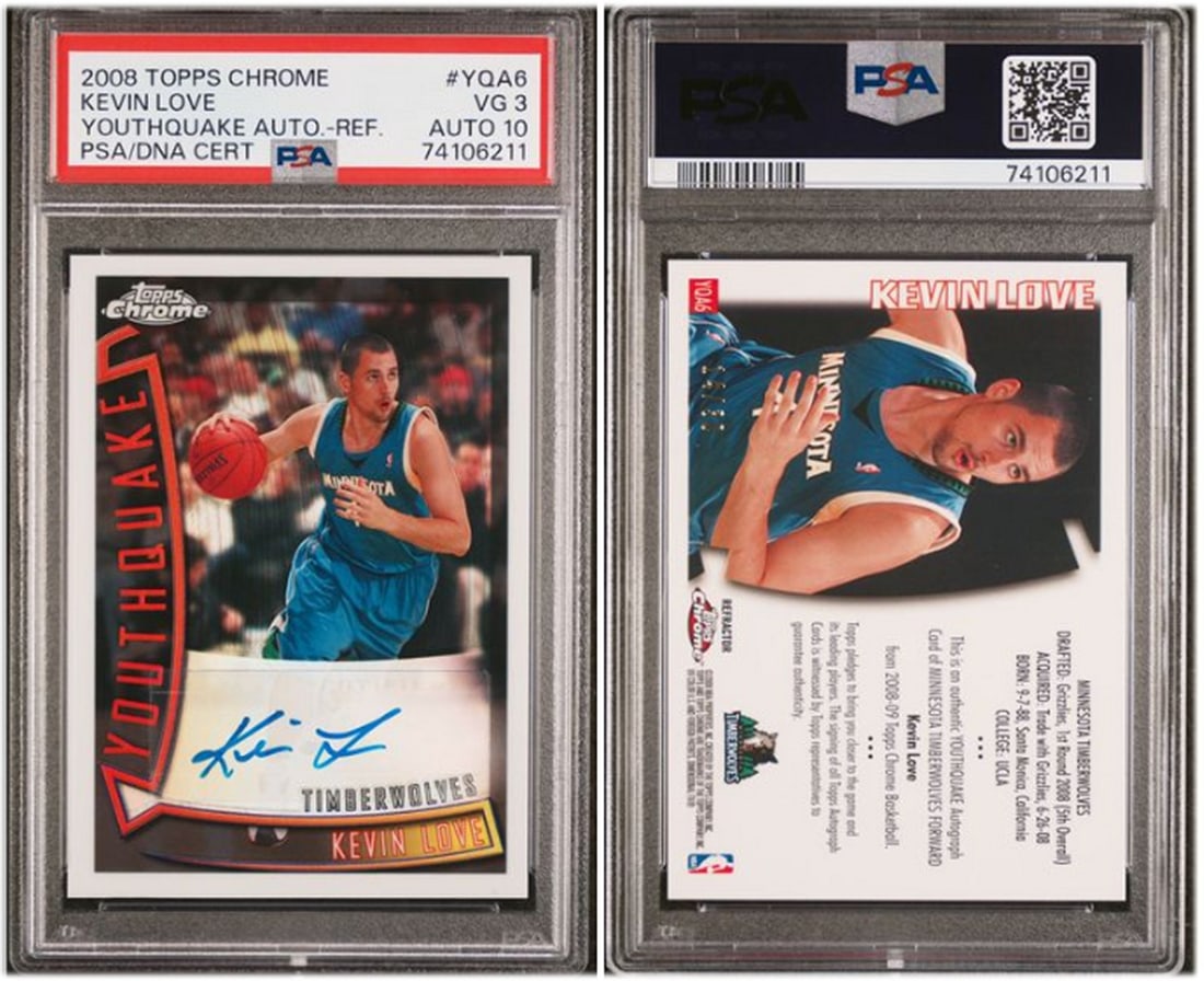 Kevin Love 2008 Topps Chrome Youthquake Refractor Auto PSA 3 14/30 (1 of 1)