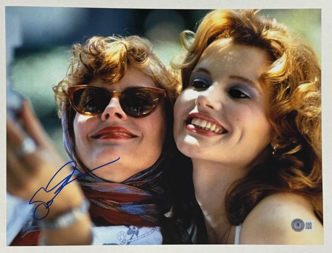 Thelma and Louise 11x14 photograph signed by Susan Sarandon Beckett authenticated: Thelma and Louise 11x14 photograph signed by Susan Sarandon Beckett authenticated This is an original 11x14 photograph poster from Thelma & Louise, personally signed by Susan Sarandon. The autograph h