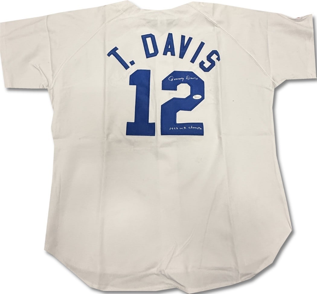 Tommy Davis Autographed Jersey 1963 World Series Champs Dodgers JSA Authenticated: Tommy Davis Autographed Jersey 1963 World Series Champs Dodgers JSA Authenticated Celebrate the legacy of the 1963 World Series Champions with this authentic autographed jersey by Tommy Davis. A must-