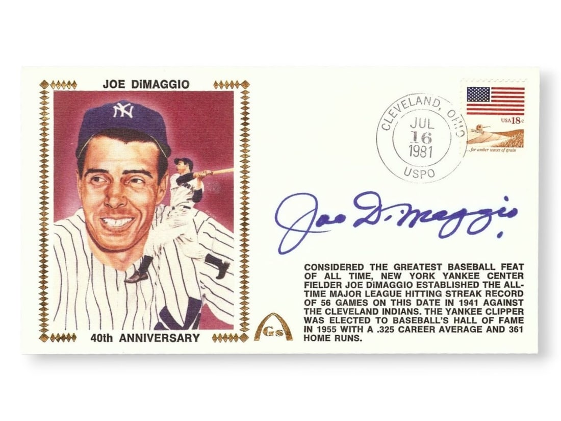Joe DiMaggio Autographed First Day Cover JSA Certified Yankees (1 of 3)
