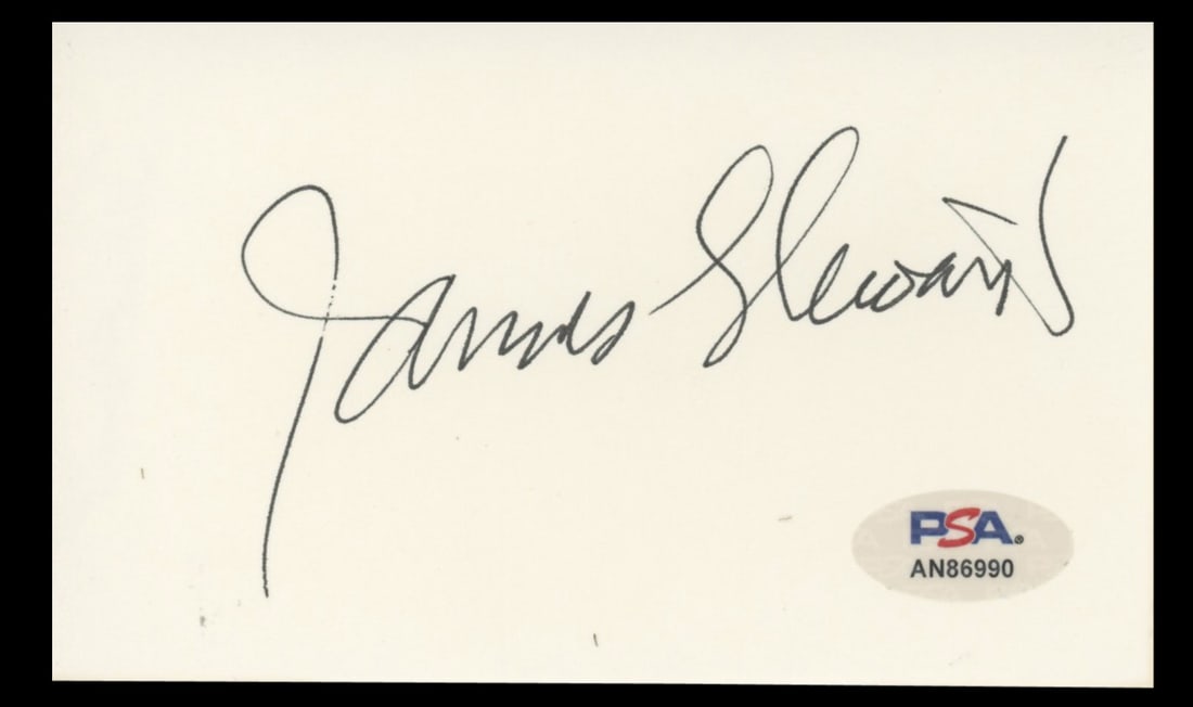 James Stewart Signed It's a Wonderful Life 3x5 Index Card PSA Certified: James Stewart Signed It's a Wonderful Life 3x5 Index Card PSA Certified This authentic 3x5 index card is personally signed by James Stewart, renowned for his role in the classic film "It's a Wonderful