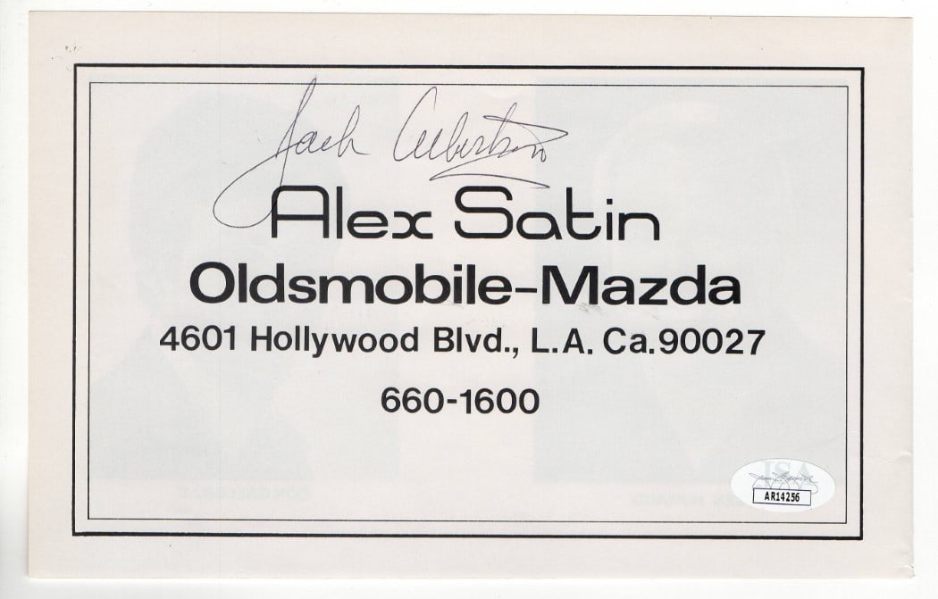 Jack Albertson Autographed Willy Wonka Program Ad Cut JSA 5.5 x 8.5: Jack Albertson Autographed Willy Wonka Program Ad Cut JSA 5.5 x 8.5 This is an original autographed program ad cut featuring Jack Albertson, best known for his role as Grandpa Joe in 'Willy Wonka & th
