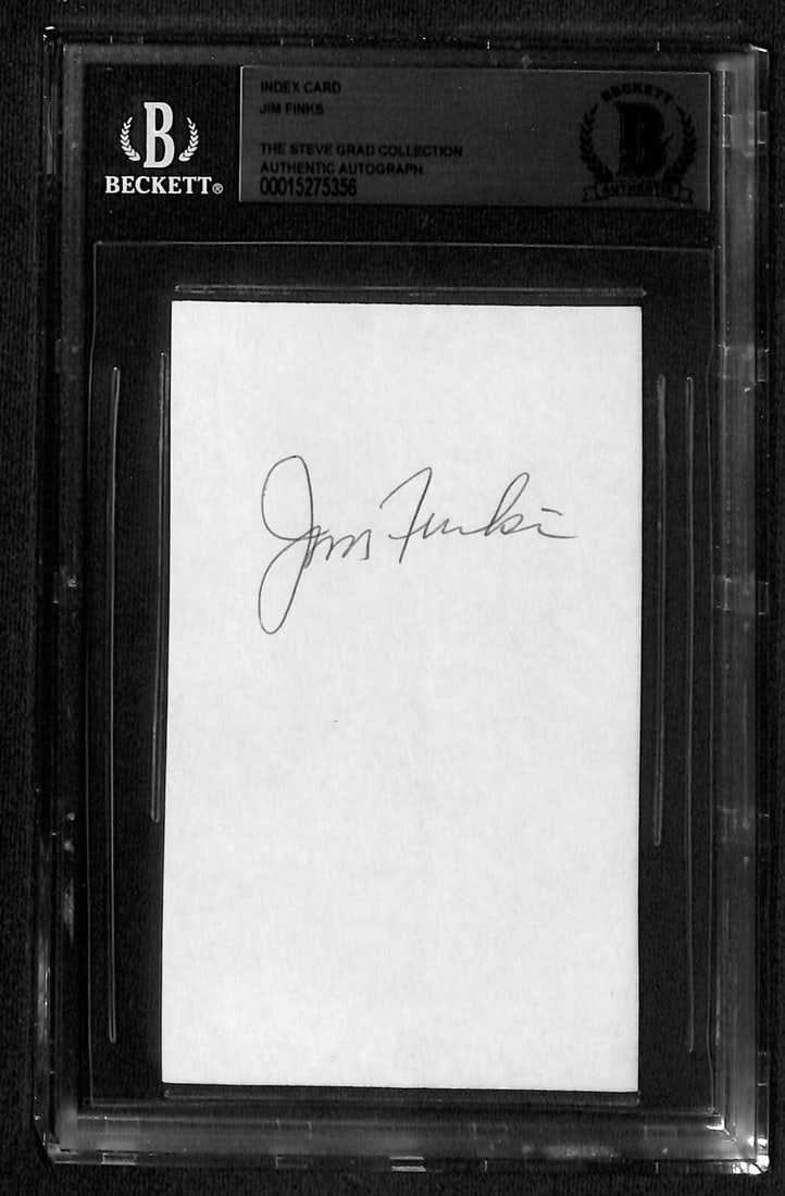 Beckett Authenticated Jim Finks Signed 3x5 Football Hall of Fame Index Card: Beckett Authenticated Jim Finks Signed 3x5 Football Hall of Fame Index Card This is a pre-owned 3x5 index card signed by Jim Finks, a Hall of Fame member associated with the Chicago Bears and the NFL.