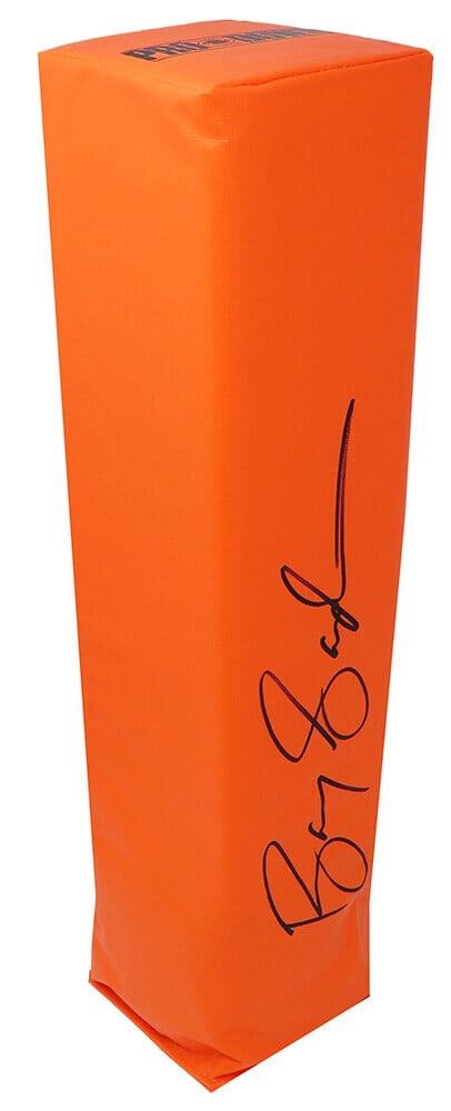 Barry Sanders Signed Detroit Lions Orange Endzone Football Pylon with COA: Barry Sanders Signed Detroit Lions Orange Endzone Football Pylon with COA Celebrate football history with this signed orange endzone football pylon featuring the legendary Barry Sanders of the Detroit
