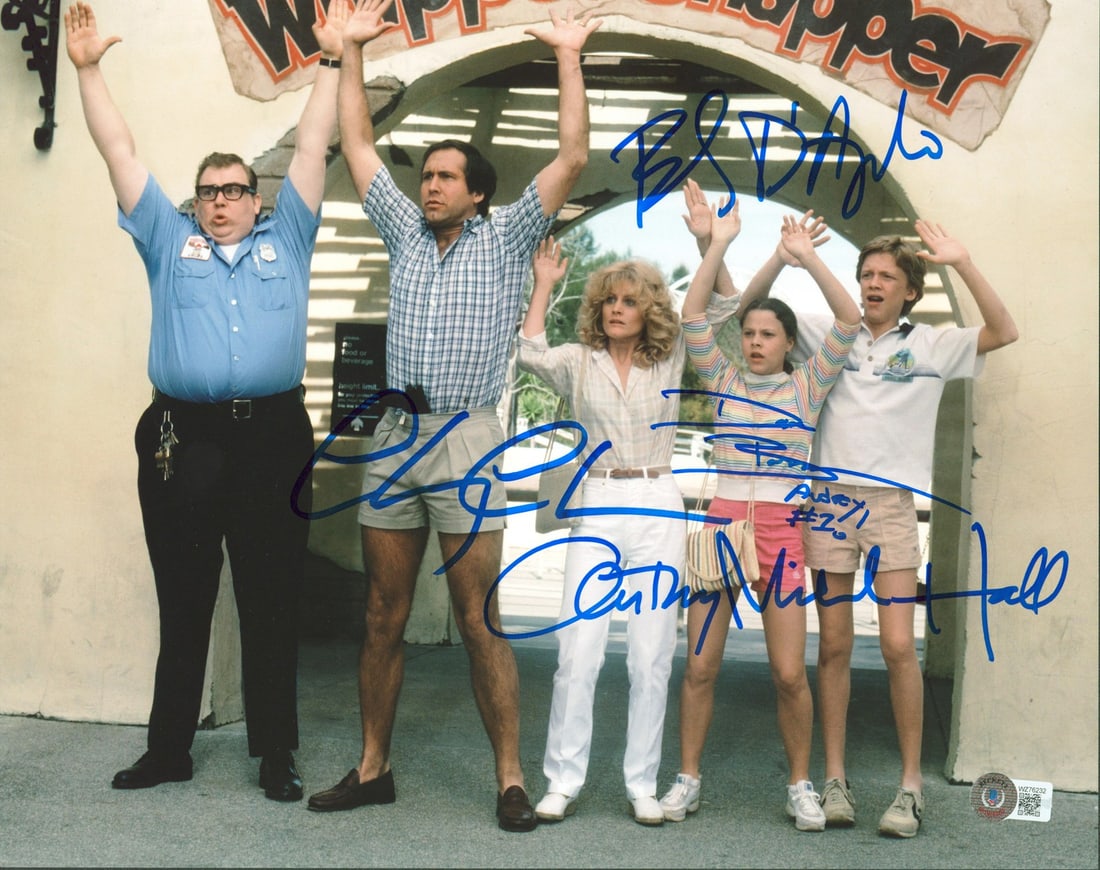 National Lampoon's Vacation Signed 11x14 Photo by Chase D'Angelo Hall Barron BAS Authenticated: National Lampoon's Vacation Signed 11x14 Photo by Chase D'Angelo Hall Barron BAS Authenticated This is an original 11x14 photograph from National Lampoon's Vacation, personally signed by Chevy Chase,
