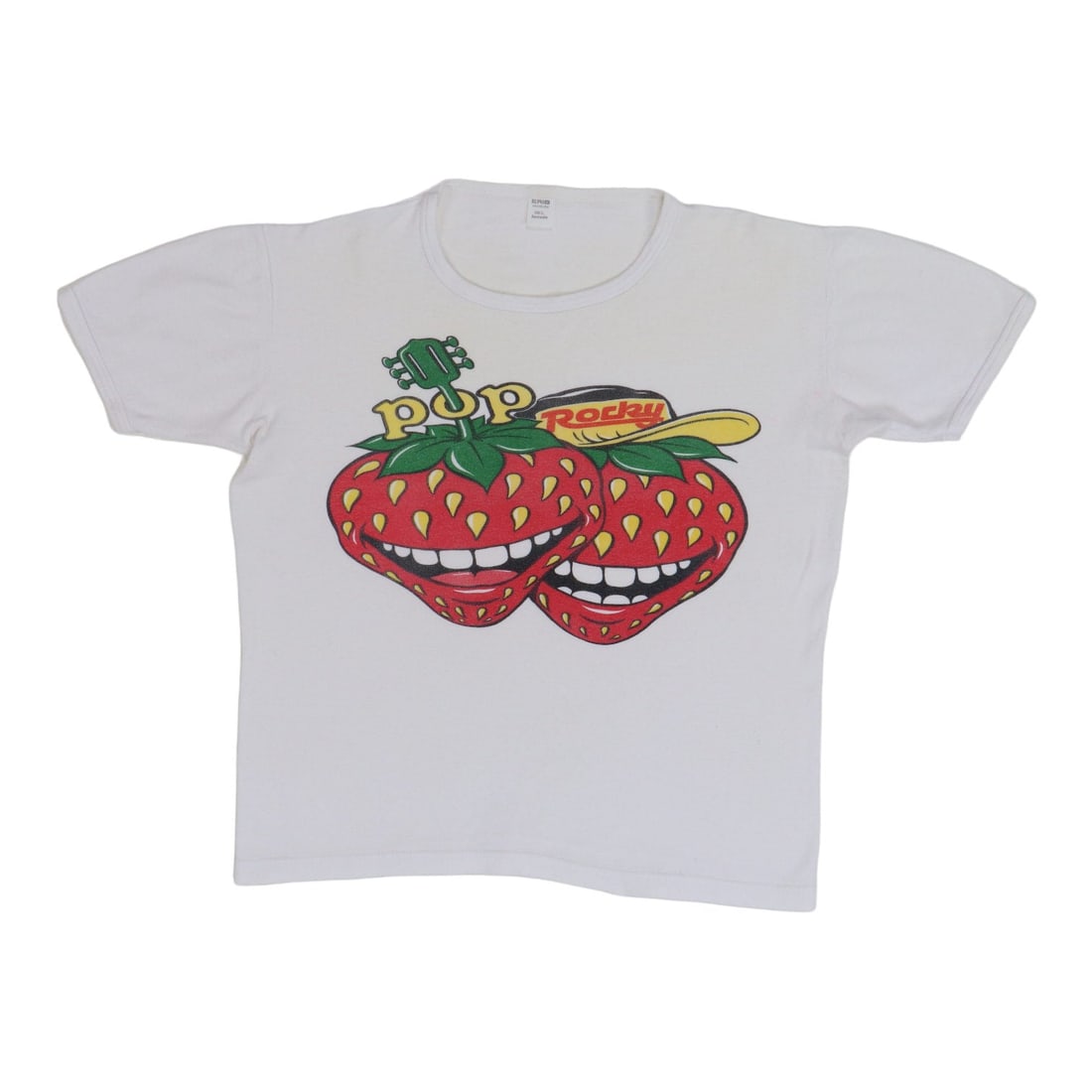 Vintage 1970s Pop Rocky Magazine White Cotton T Shirt (1 of 6)