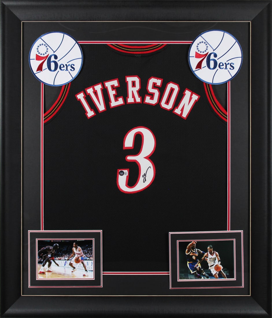 Allen Iverson Signed Framed Jersey Philadelphia 76ers BAS Authenticated 32 x 37 (1 of 2)