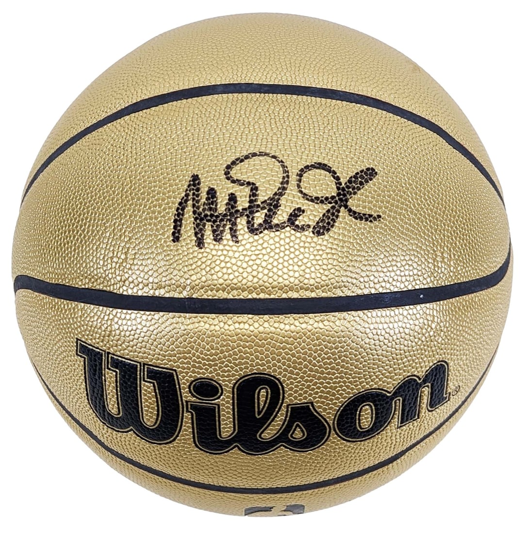 Magic Johnson Signed Gold Wilson 75th Anniversary Basketball BAS Witnessed (1 of 2)
