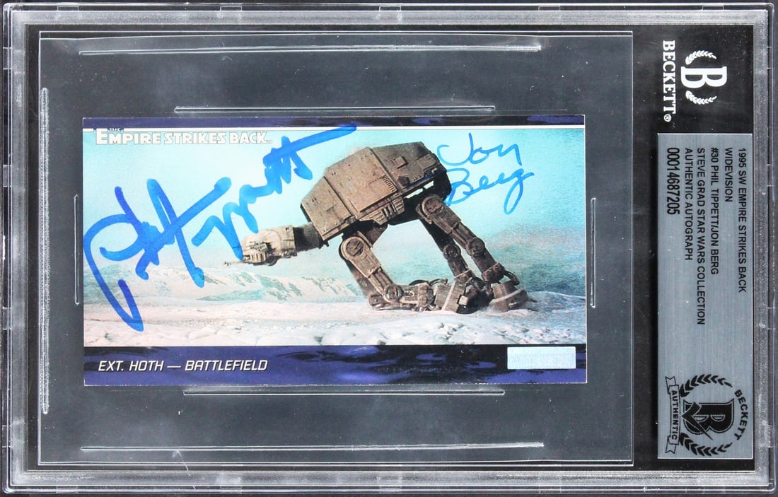 Star Wars Signed 1995 ESB Widevision #30 Card by Phil Tippett Jon Berg BAS Slabbed: Star Wars Signed 1995 ESB Widevision #30 Card by Phil Tippett Jon Berg BAS Slabbed This authentic autographed 1995 Star Wars Empire Strikes Back Widevision #30 card has been personally signed by Phil