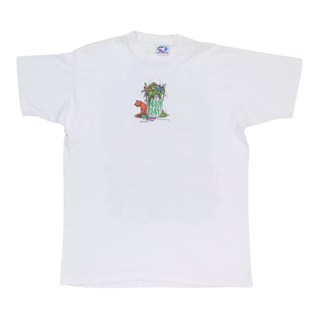Vintage 1995 Green Day Band Shirt by Liquid Blue White Cotton XL (1 of 7)