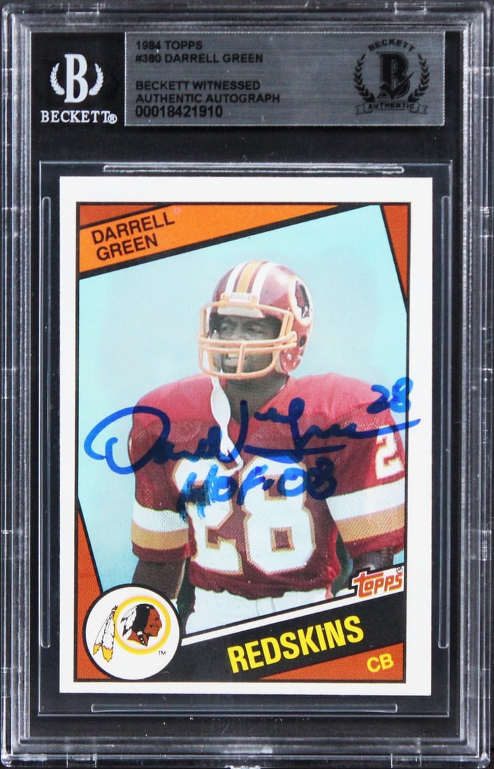 Darrell Green Signed 1984 Topps #380 Card HOF 08 Beckett Authenticated (1 of 2)