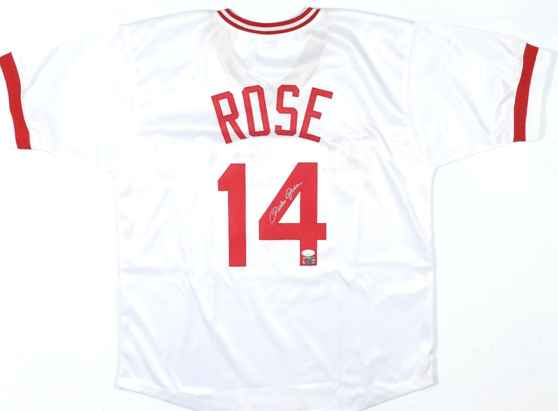 Pete Rose Signed Cincinnati Reds Pro Jersey JSA W Silver (1 of 3)