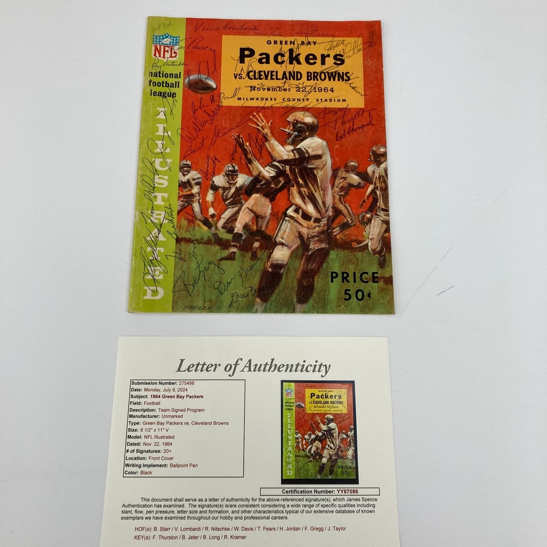 1964 Green Bay Packers Team Signed Program Lombardi Starr 25 Autographs PSA (1 of 13)