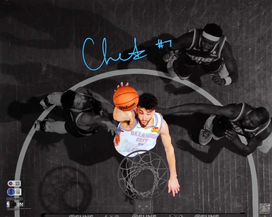 Chet Holmgren Autographed 16x20 Photo Oklahoma City Thunder BAS Witnessed Spotlight (1 of 2)