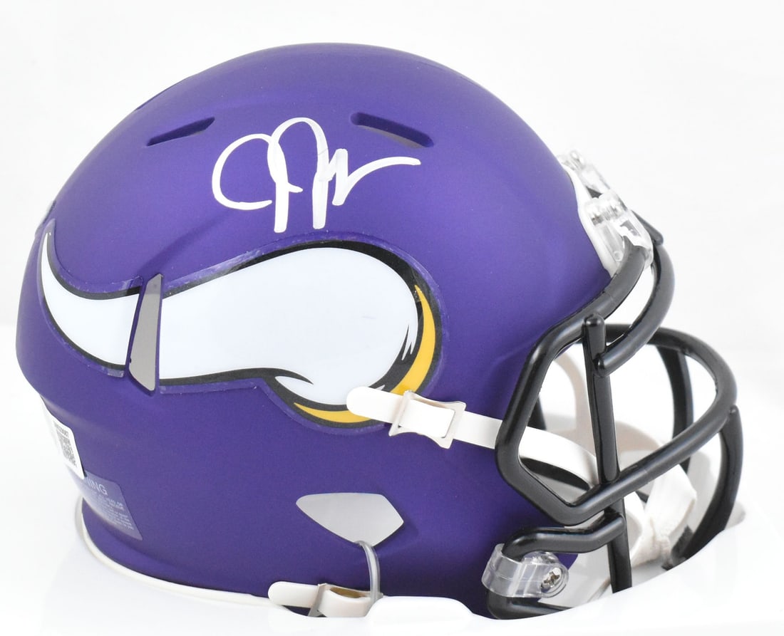 Justin Jefferson Signed Vikings Mini Helmet Beckett Authenticated Silver (1 of 3)