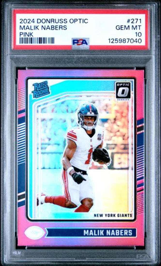 2024 Panini Donruss Optic Malik Nabers #271 Pink RC Football Card PSA 10 (1 of 2)