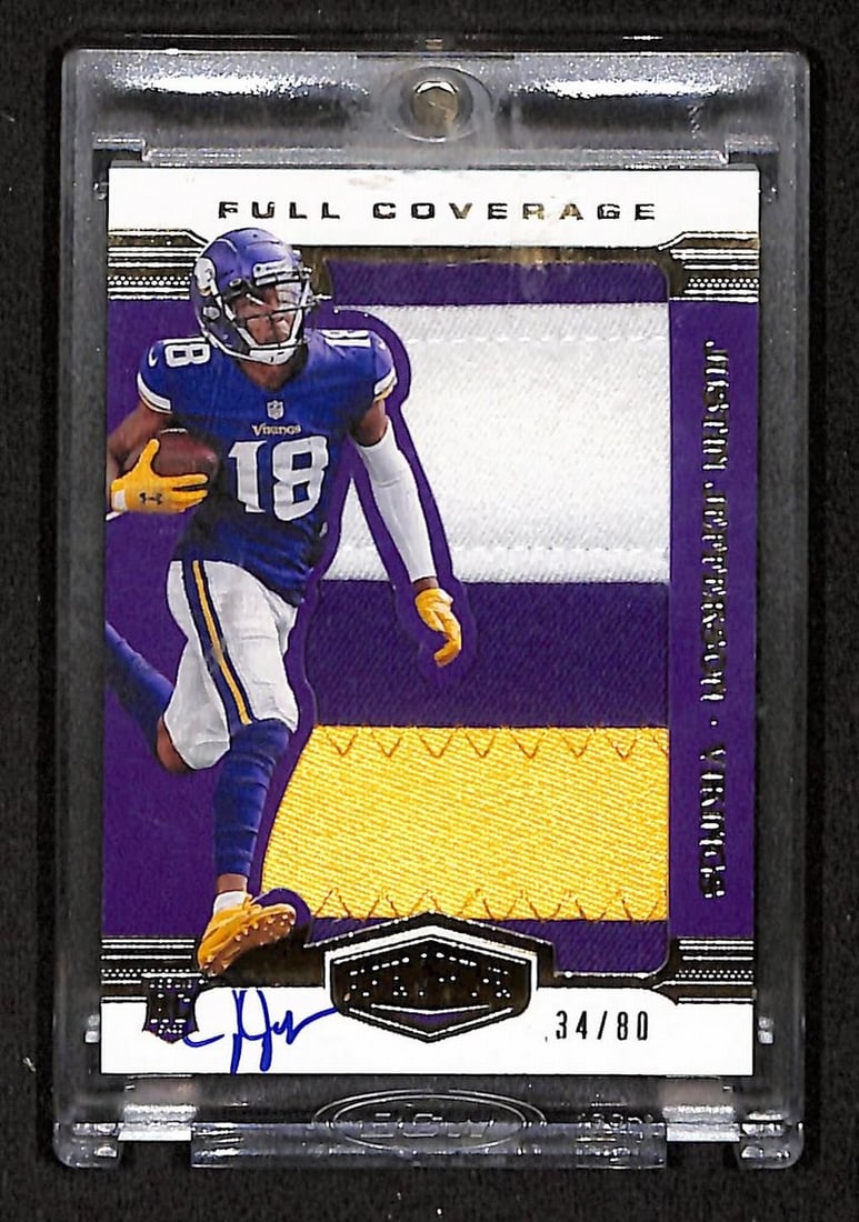 Justin Jefferson Rookie Autographed Panini Plates Patches Card Beckett Authenticated (1 of 2)