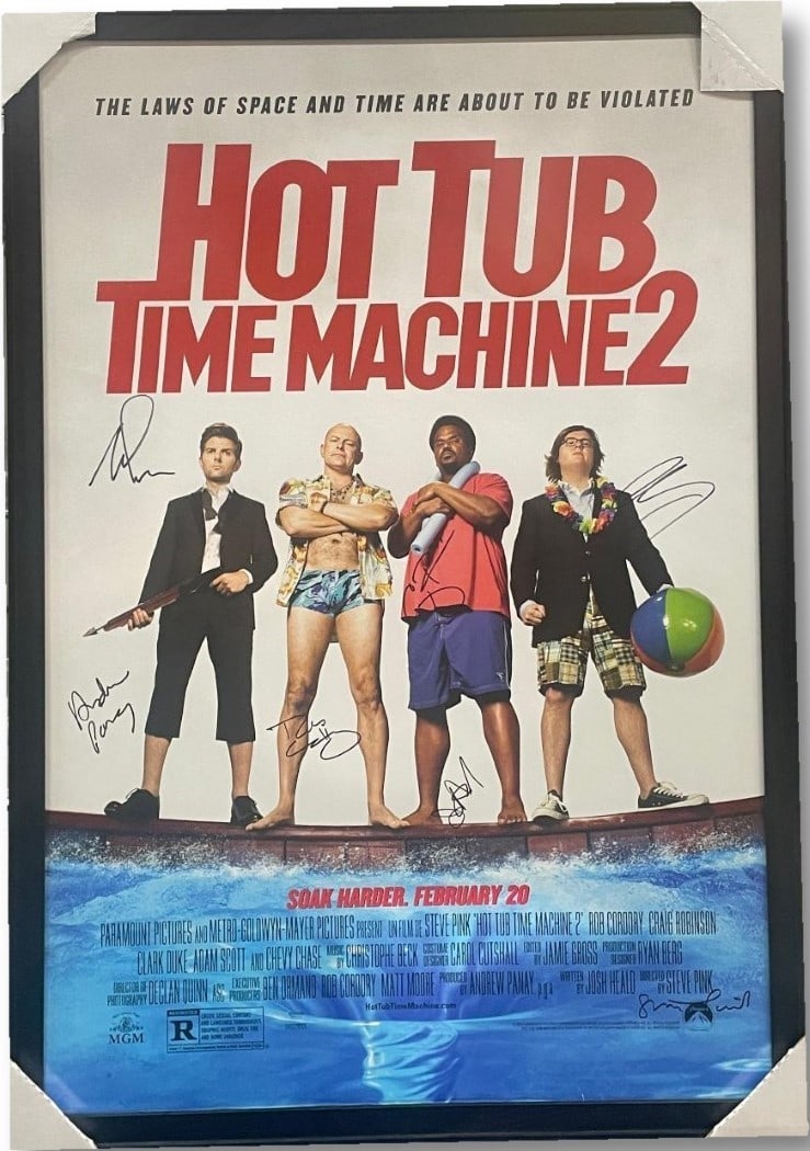 Hot Tub Time Machine 2 Cast Autographed 29x42 Framed Photo COA Craig Robinson Rob Corddry Adam Scott: Hot Tub Time Machine 2 Cast Autographed 29x42 Framed Photo COA Craig Robinson Rob Corddry Adam Scott Clark Duke This is a stunning 29x42 framed photograph featuring the cast of 'Hot Tub Time Machine 2