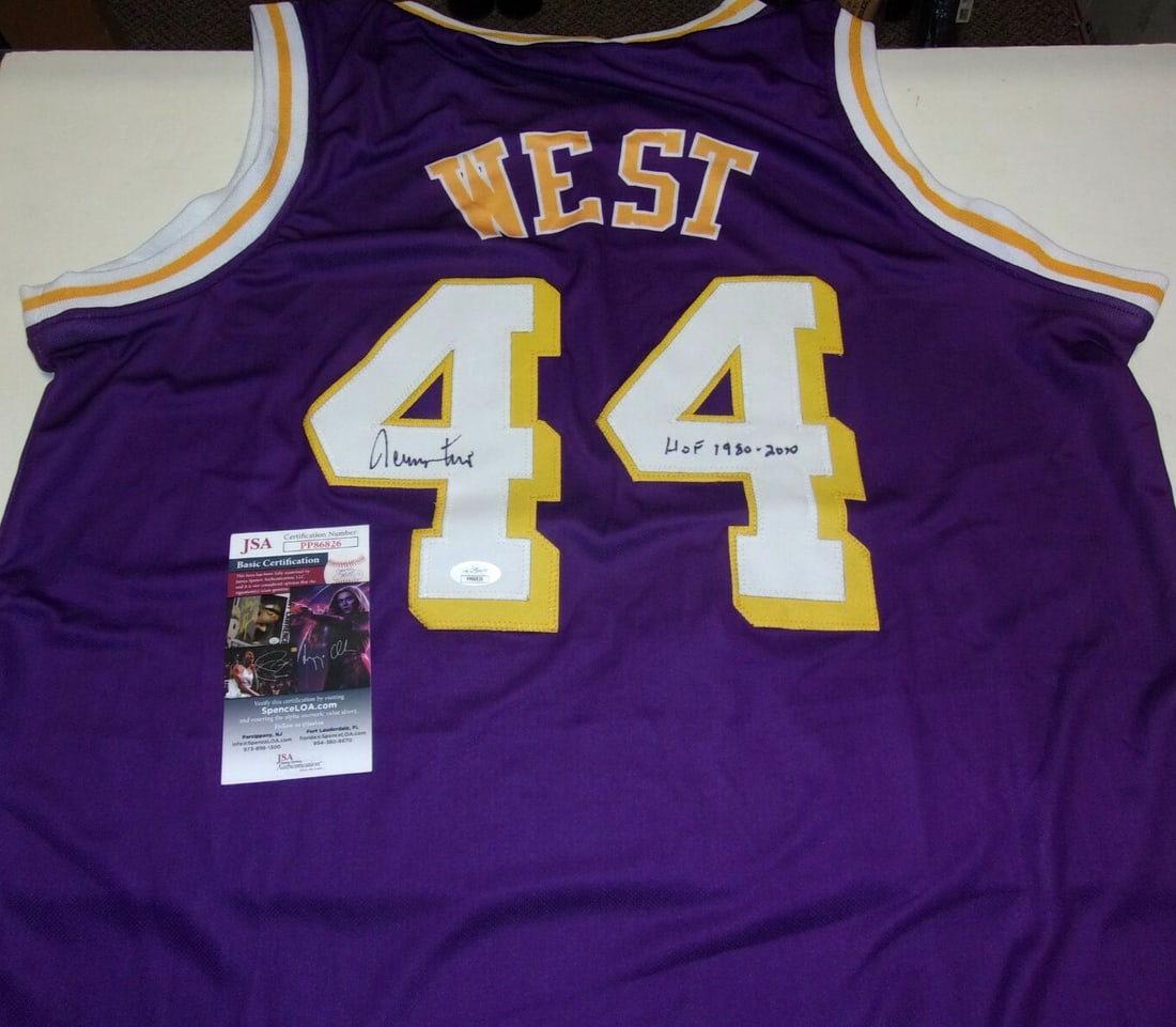 Signed Los Angeles Lakers Jerry West Jersey with JSA COA Mr Clutch HOF: Signed Los Angeles Lakers Jerry West Jersey with JSA COA Mr Clutch HOF This is a pre-owned Los Angeles Lakers jersey signed by Jerry West, also known as "Mr. Clutch." The jersey comes with JSA/COA aut