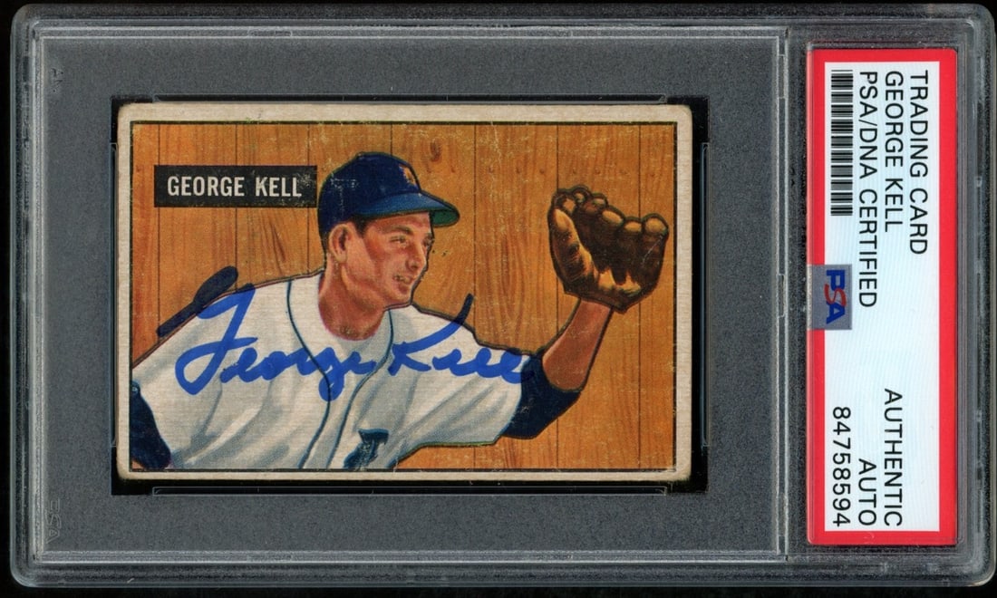 1951 Bowman George Kell HOF #46 Signed Card PSA/DNA Authentic Detroit Tigers (1 of 2)