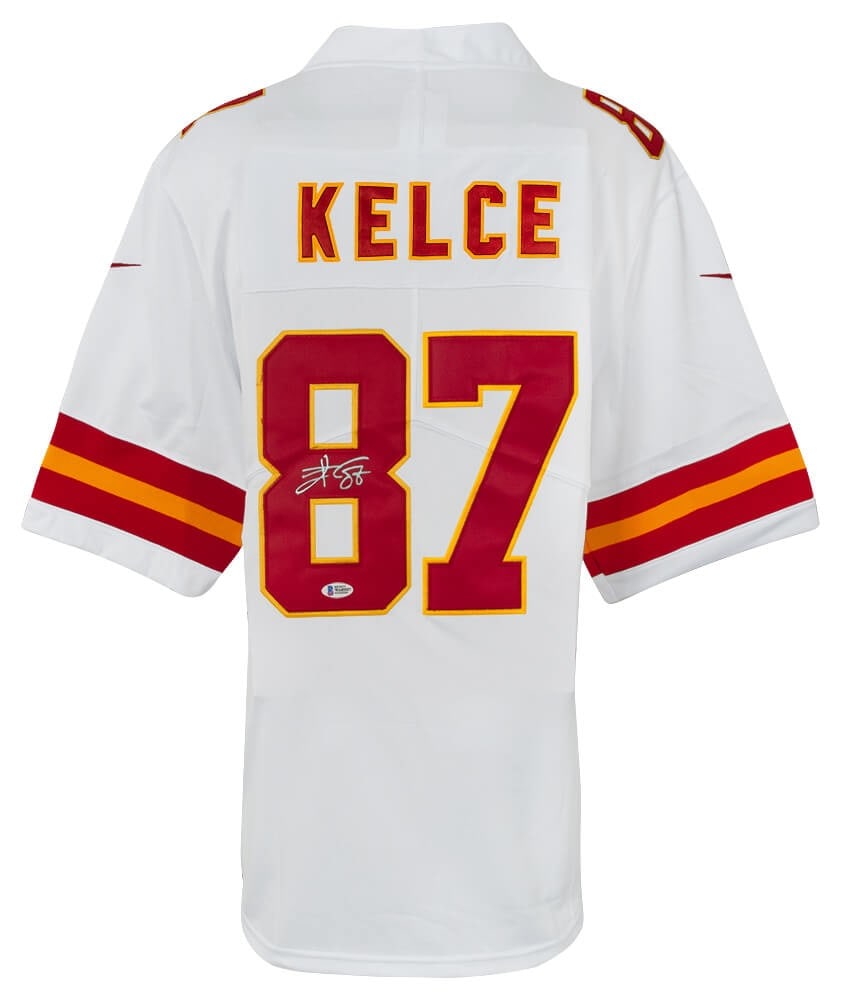 Travis Kelce Signed White Custom Jersey Kansas City Chiefs Beckett COA (1 of 3)