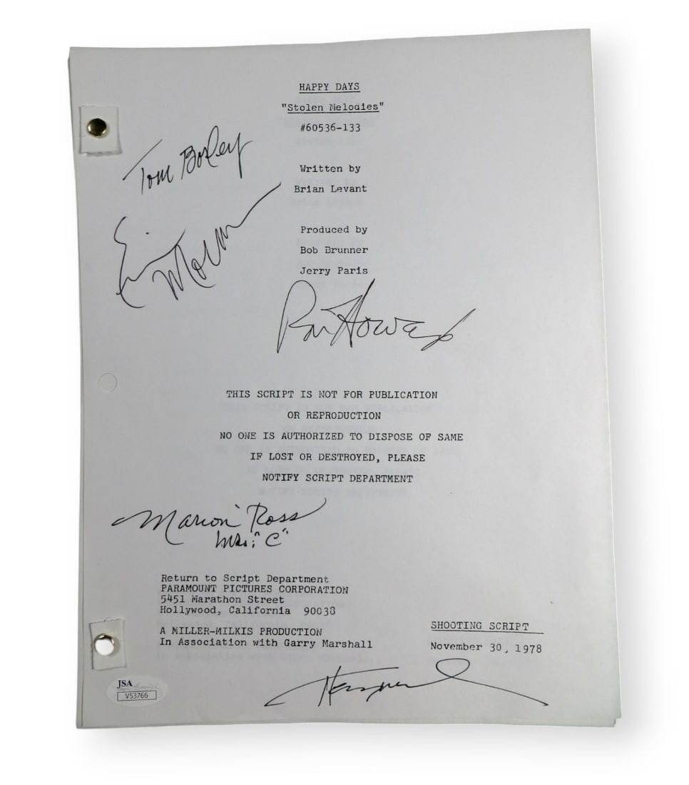 Happy Days Autographed Script by Howard Winkler Moran Ross JSA (1 of 3)