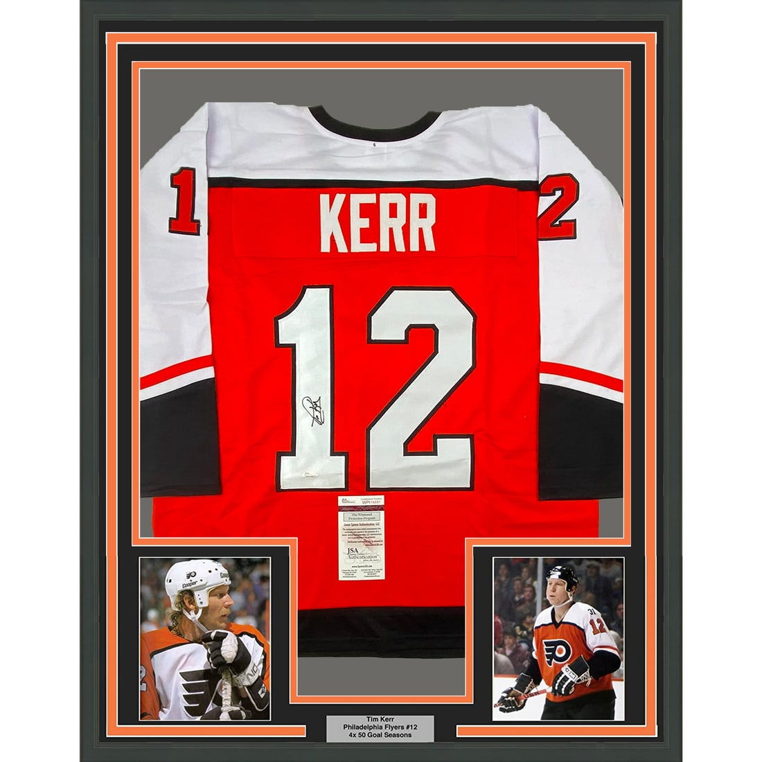 Framed Tim Kerr Autographed Philadelphia Flyers Jersey with JSA COA (1 of 2)