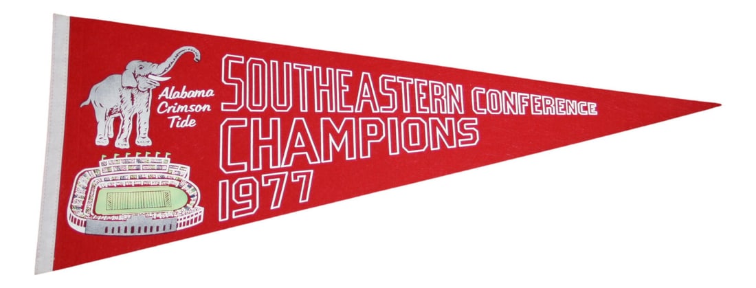 Rare 1977 Alabama Crimson Tide SEC Champions 29 Inch Pennant NCAA (1 of 4)