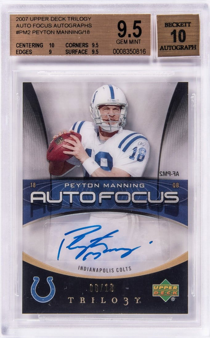 2007 Upper Deck Trilogy Peyton Manning Auto Focus 6/18 BGS 9.5 Auto 10 (1 of 2)