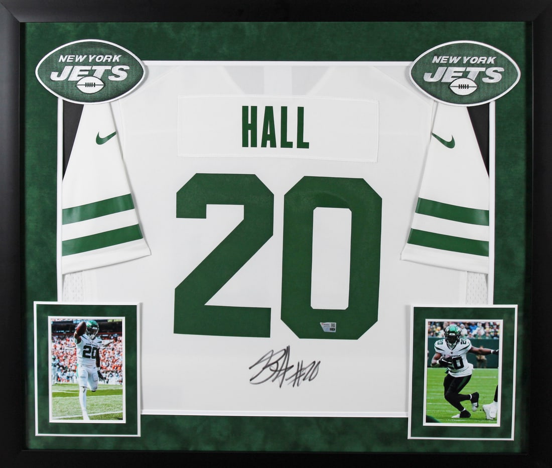 Breece Hall Signed Framed White Nike Jersey New York Jets FAN Authentication (1 of 2)