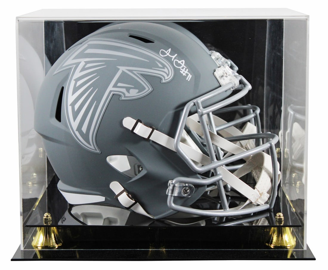 Julio Jones Signed Atlanta Falcons Slate Full Size Helmet with Display Case BAS Authenticated: Julio Jones Signed Atlanta Falcons Slate Full Size Helmet with Display Case BAS Authenticated This authentic, full-size speed replica helmet features the signature of Julio Jones, a star player of the