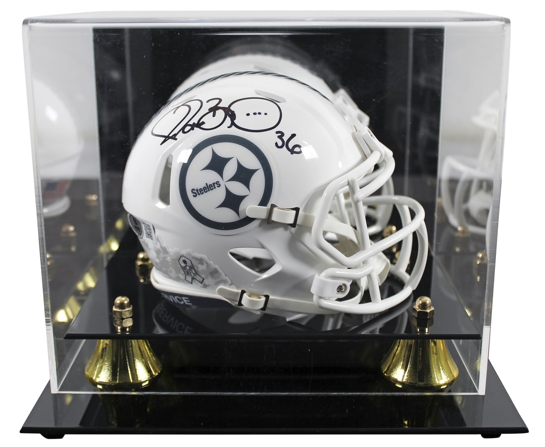 Jerome Bettis Signed Steelers Mini Helmet with Beckett Authenticated Case: Jerome Bettis Signed Steelers Mini Helmet with Beckett Authenticated Case This Pittsburgh Steelers Alternate 2024 Salute To Service III Speed Mini Helmet has been personally signed by legendary player