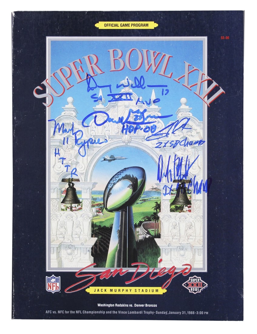 Washington Commanders Super Bowl XXII Program Signed by 5 Legends BAS (1 of 5)