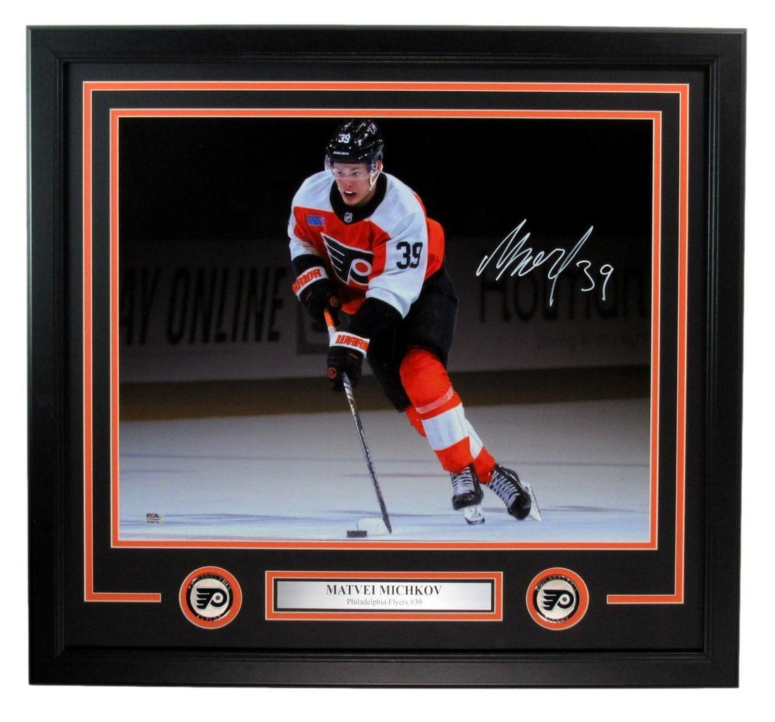 Matvei Michkov Autographed 16x20 Framed Photo PSA/DNA Philadelphia Flyers (1 of 4)