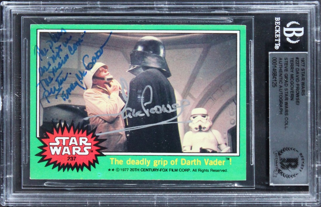 Pair of Star Wars 1977 #237 Cards Signed by Prowse and McGovern Beckett Authenticated (1 of 2)