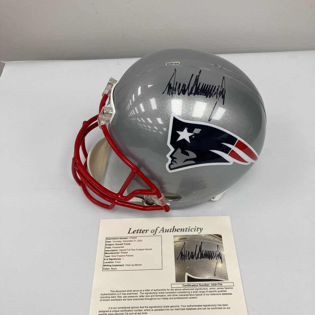 Donald Trump Signed New England Patriots Full Size Helmet JSA Authenticated (1 of 13)