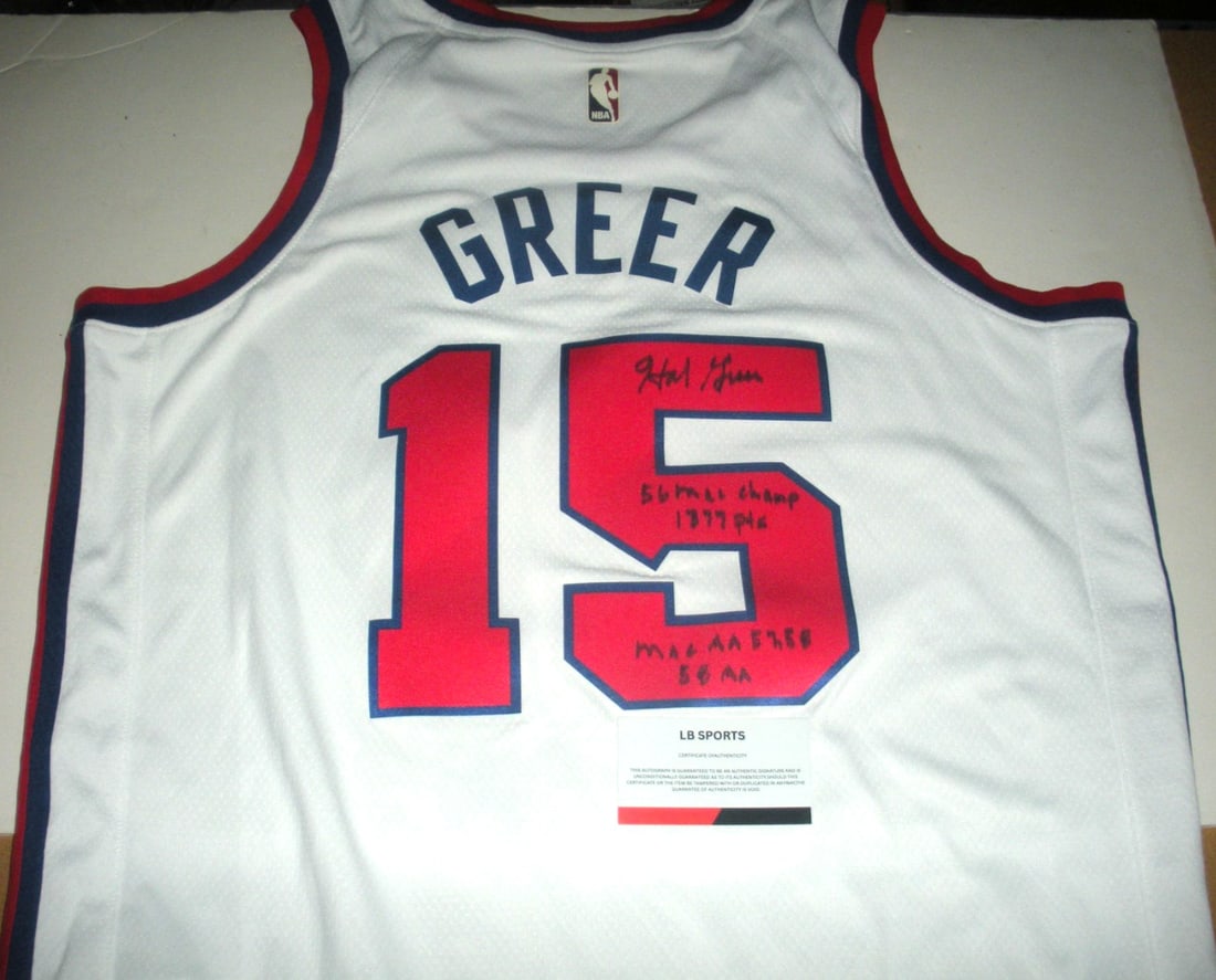 Nike Philadelphia 76ers Jersey Signed by Hal Greer with COA: Nike Philadelphia 76ers Jersey Signed by Hal Greer with COA This is a pre-owned official licensed Nike Philadelphia 76ers jersey signed by Hal Greer. The jersey is an original item and comes with a Ce