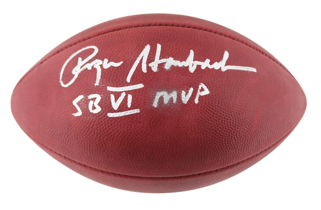 Roger Staubach Signed NFL Football with SB VI MVP Inscription BAS Authenticated (1 of 3)