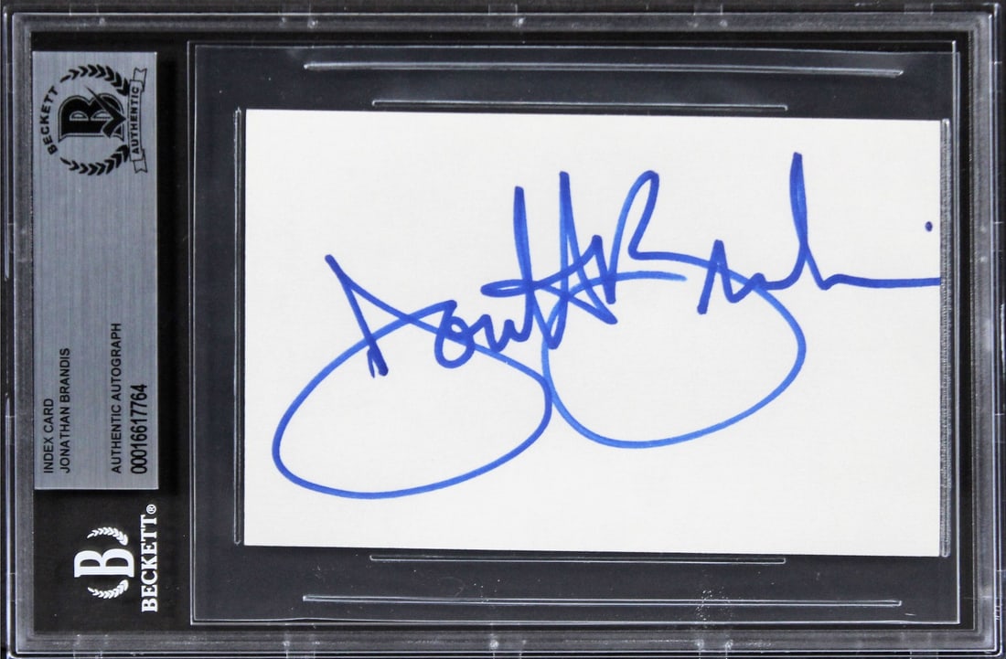 Jonathan Brandis Signed 3x5 Index Card The Neverending Story II BAS Certified: Jonathan Brandis Signed 3x5 Index Card The Neverending Story II BAS Certified This is a signed 3x5 index card featuring the autograph of Jonathan Brandis, known for his role in The Neverending Story I