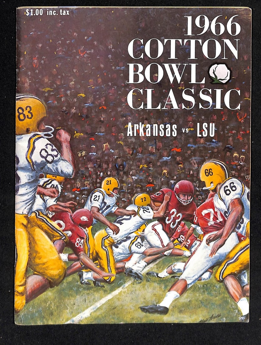 1966 Cotton Bowl Program LSU vs Arkansas Original Vintage Football (1 of 3)