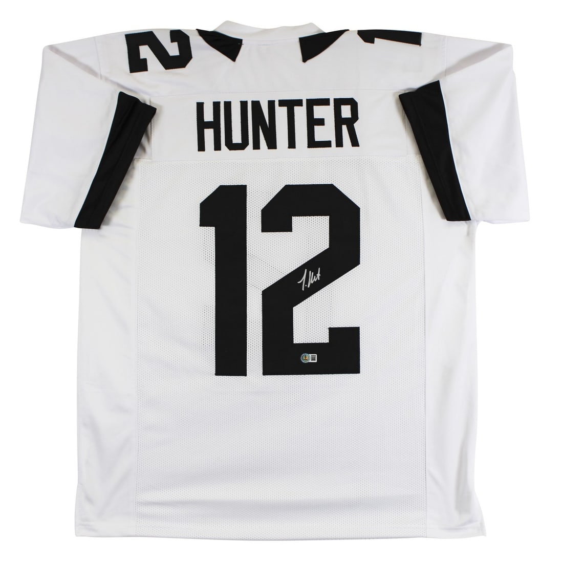 Travis Hunter Autographed Jacksonville Jaguars White Jersey BAS Witnessed: Travis Hunter Autographed Jacksonville Jaguars White Jersey BAS Witnessed This authentic white pro style jersey has been personally signed by Travis Hunter of the Jacksonville Jaguars. It features a u