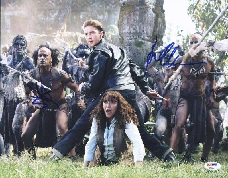 Shia Labeouf Karen Allen Indiana Jones Signed 11x14 Photo PSA/DNA: Shia Labeouf Karen Allen Indiana Jones Signed 11x14 Photo PSA/DNA This authentic 11x14 photograph features the signatures of Shia Labeouf and Karen Allen from the iconic Indiana Jones franchise. The i