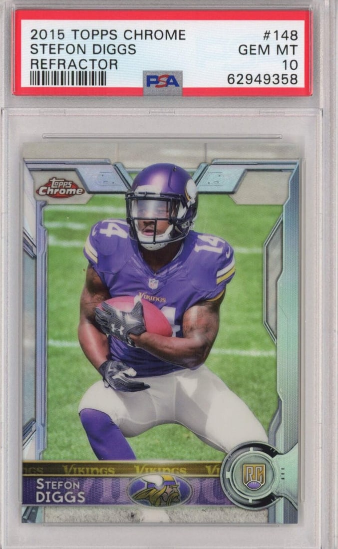 Graded 2015 Topps Chrome Stefon Diggs #148 Refractor Rookie Card PSA 10 (1 of 2)
